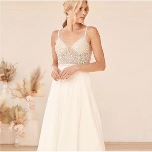 Lulus True Love White Beaded Rhinestone Maxi Dress